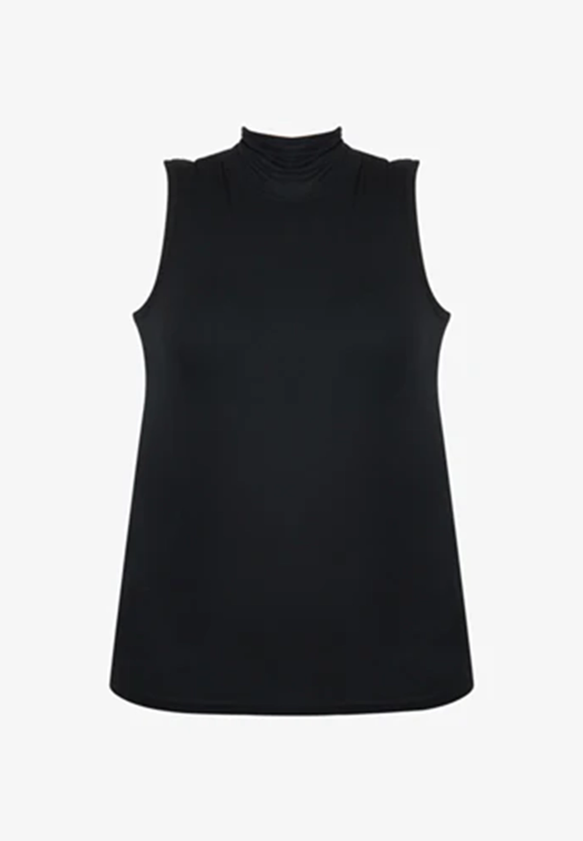 Black sleeveless t-shirt with collar