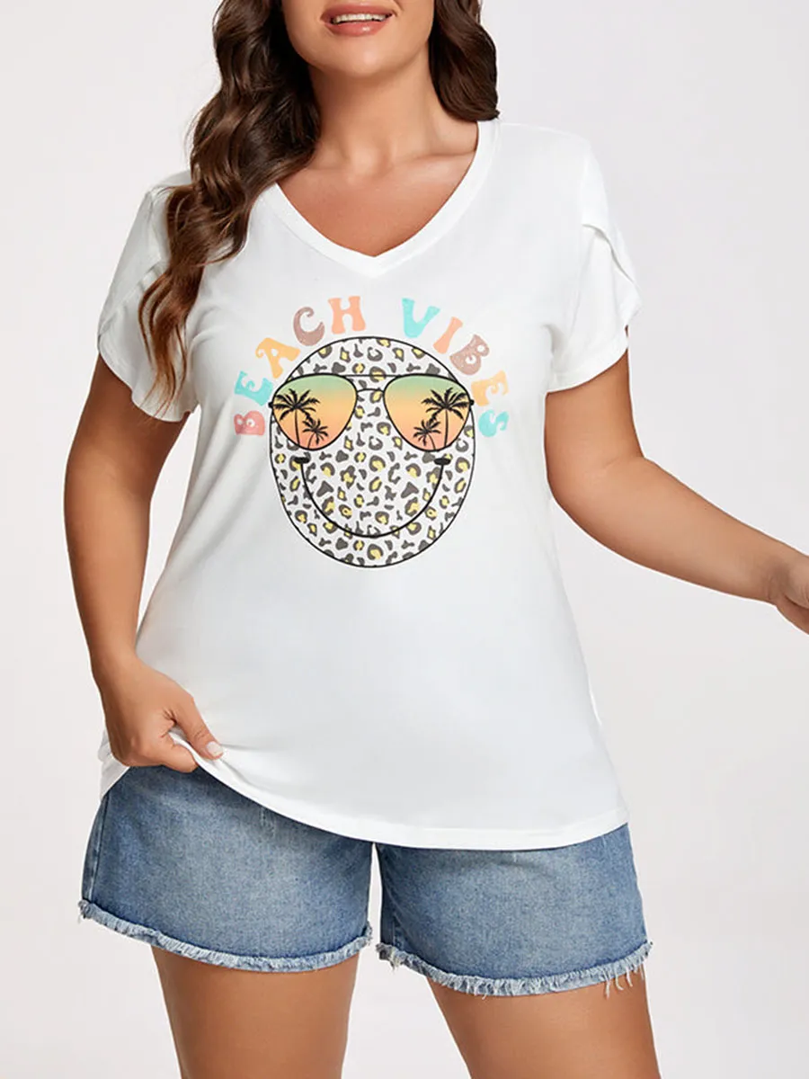 Plus White Beach Vibes Graphic Tee