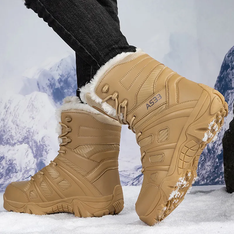 Men's Top Waterproof Anti-collision Warm Fleece Snow Combat Boots