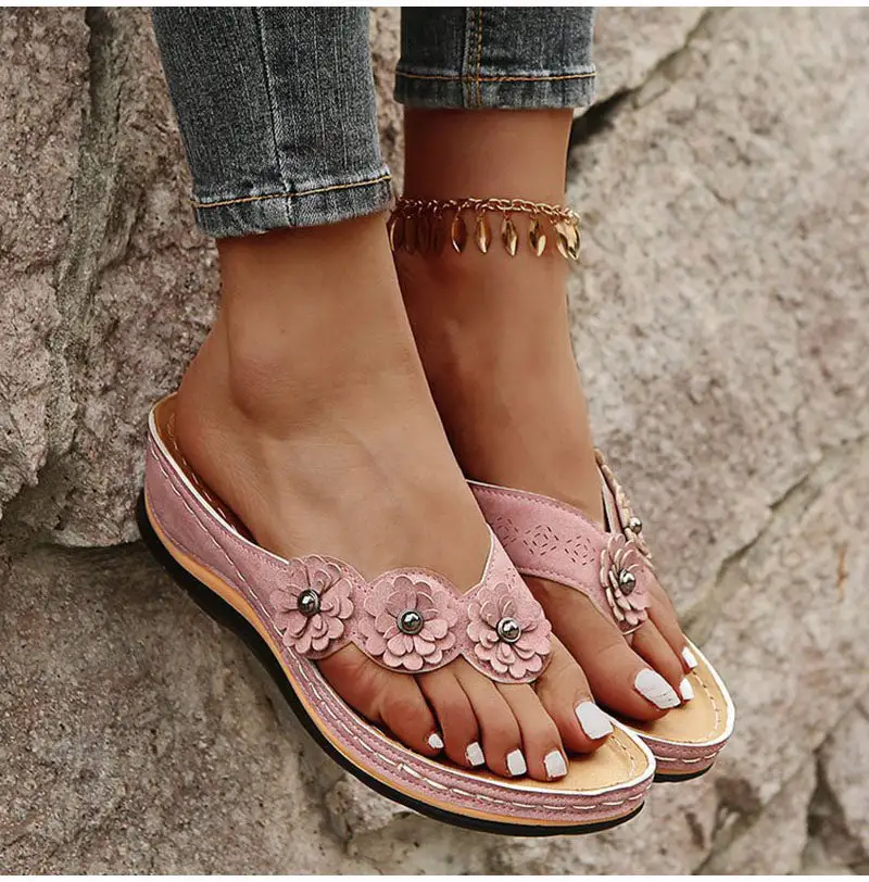 Sandals with Arch Support Anti-Slip wedges Sandal Vintage Flip Flop comfortable slippers Casual Wedge flat Sandals Shoes