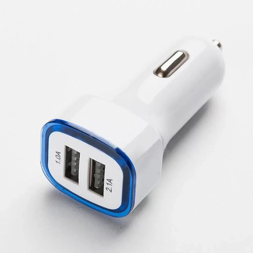 5V 2.1A LED USB Dual 2 Port Adapter Socket Car Charger For Iphone/Samsung/HTC Wholesale Mixed