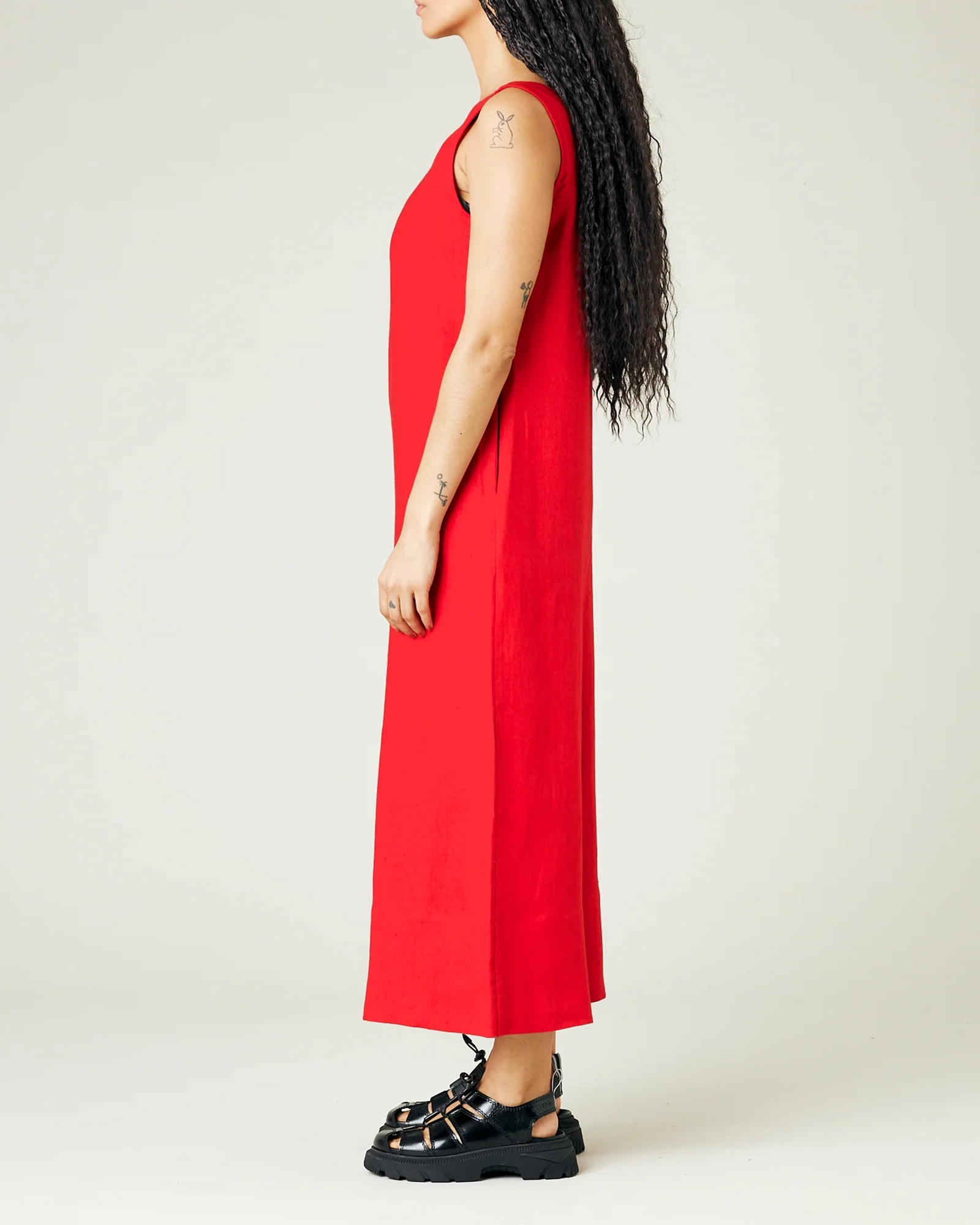 RED LINEN JUMPSUIT