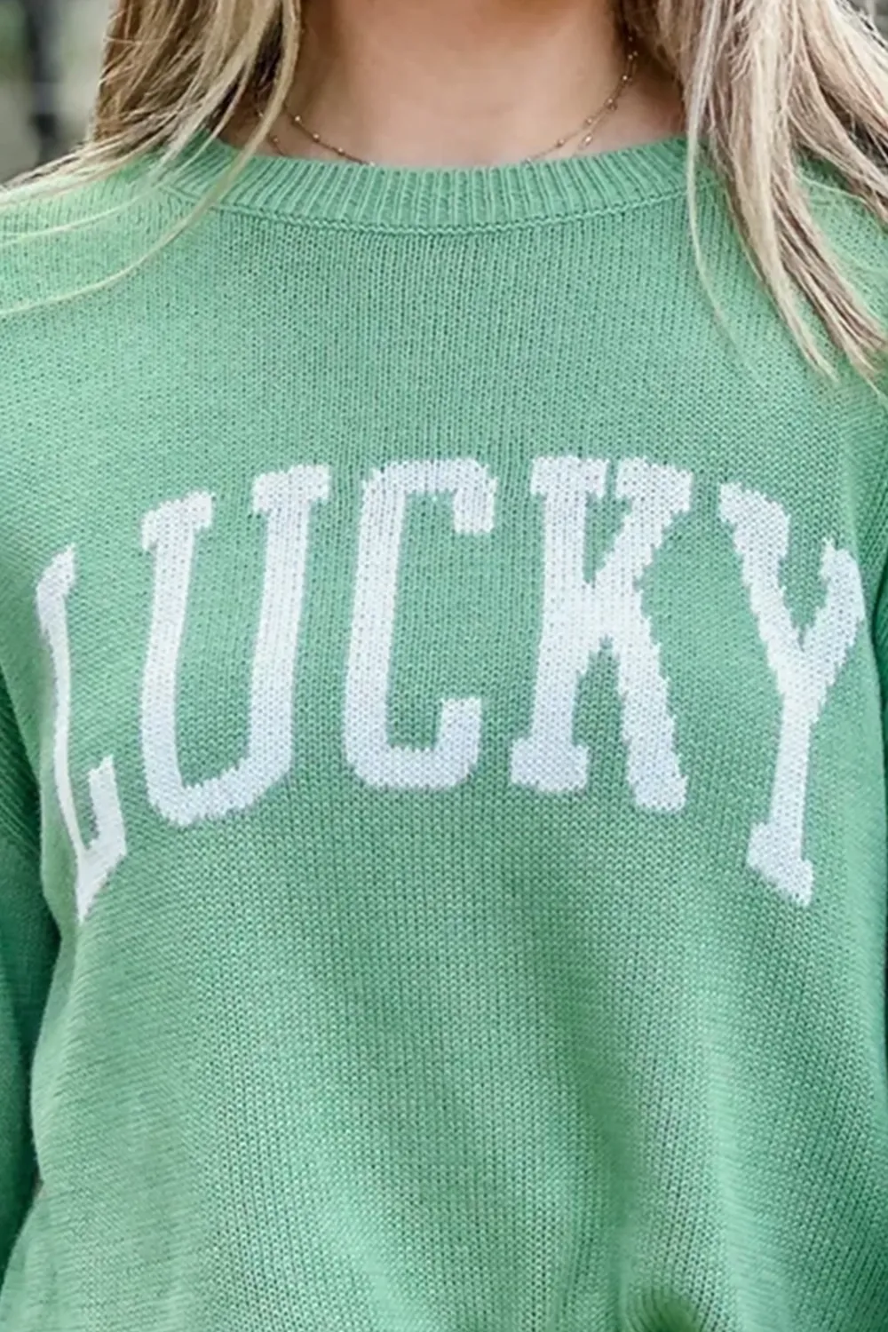 Green Lucky Print Sweater