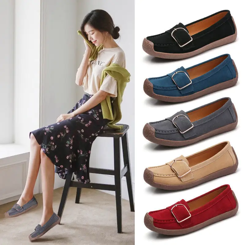 Cilool Slip on loafers Fashion Flats Genuine Leather Loafers