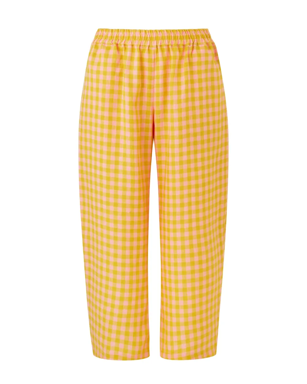 PINK & YELLOW CHECK LINEN TROUSERS