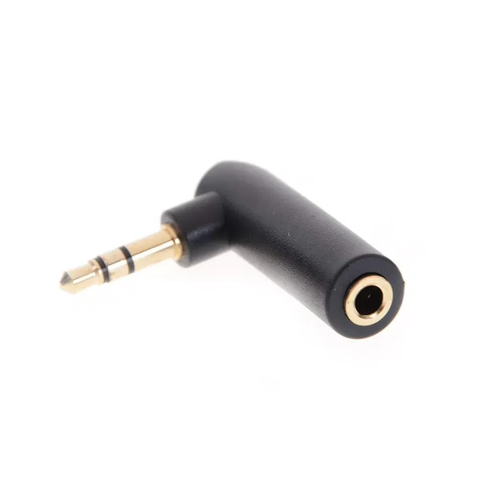 3.5mm 90 Degree Adapter 1/8 Right Angle Adapter 3 Pole Stereo L Shape 90° Male to Female Audio Plug Jack Connector Converter for Microphone Headphone