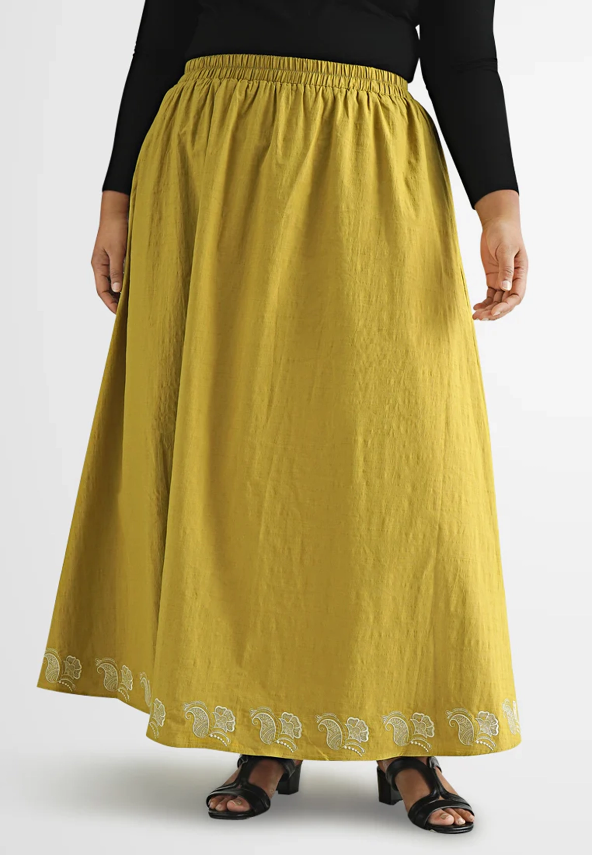 A-line Embroidery Long Skirt