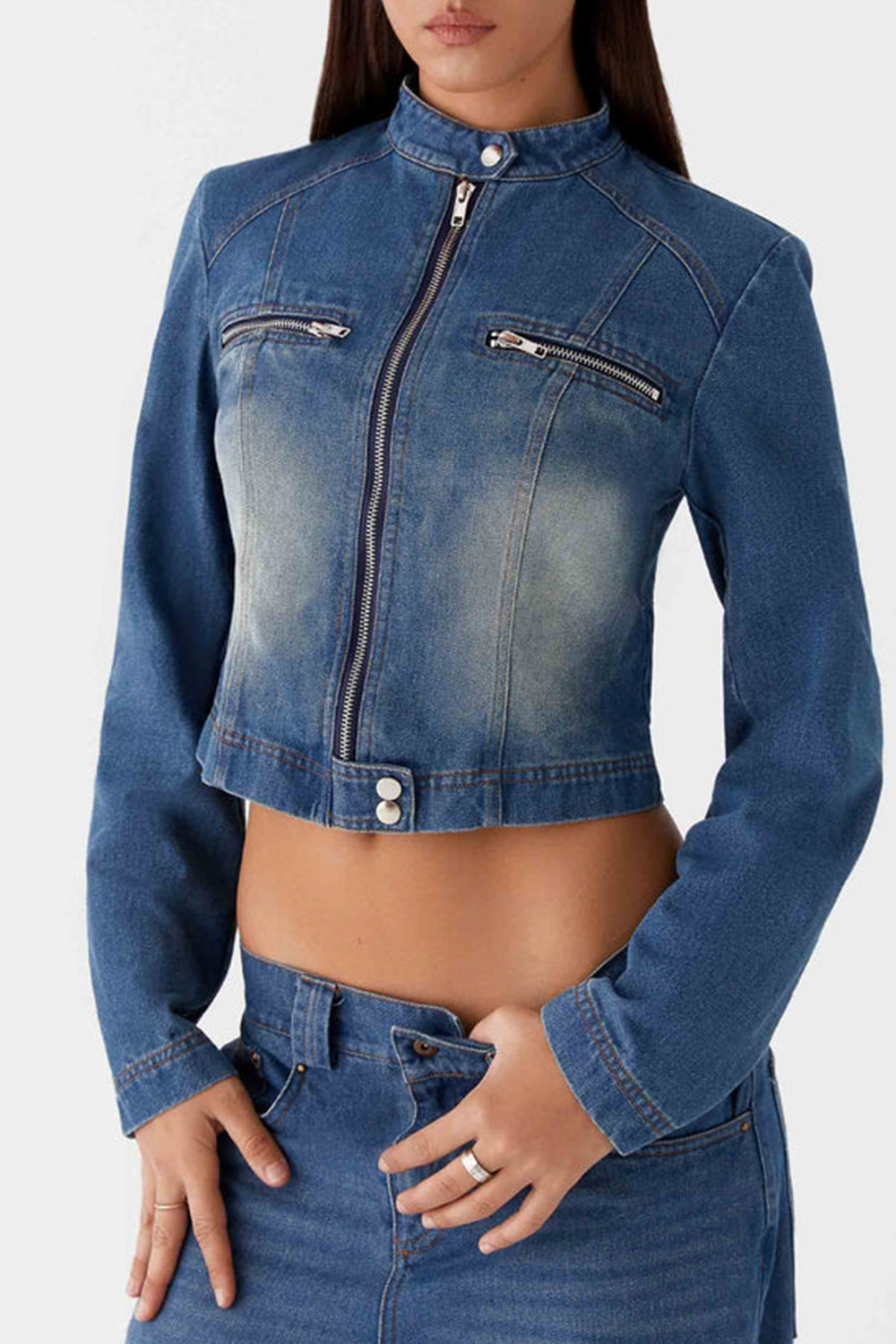 Ride Elegant Denim Jacket - Vintage Blue Wash