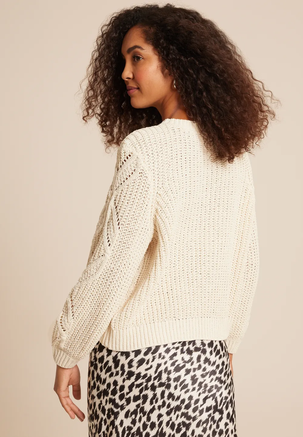 Soft Chenille Pointelle Pattern Sweater