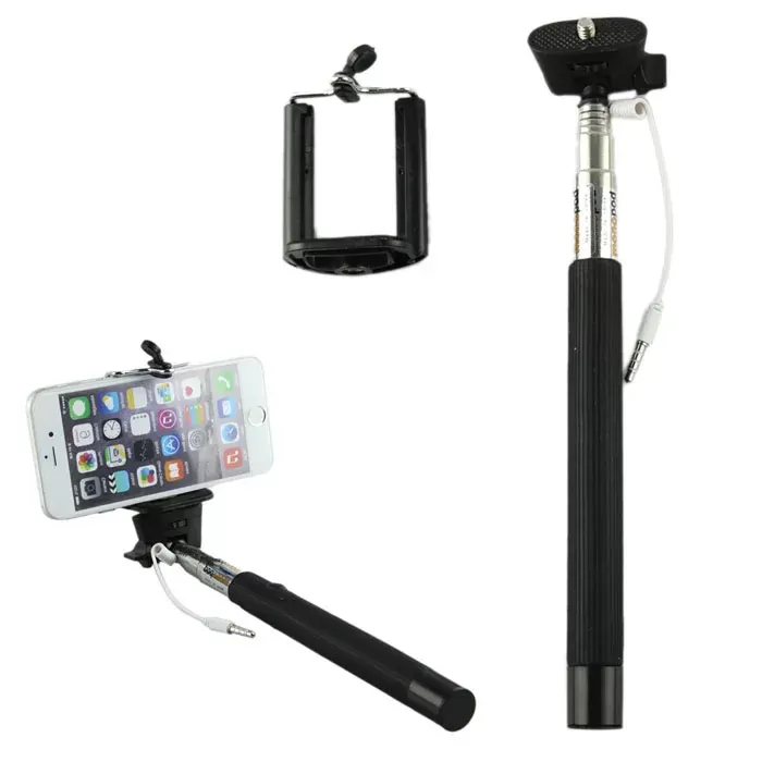 Selfie Monopod Extendable Stick Cable Take Pole Handheld Holder w/ Remote Button