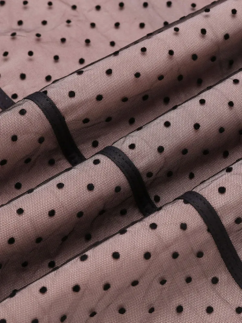 PINK 1960S POLKA DOT MESH PENCIL DRESS