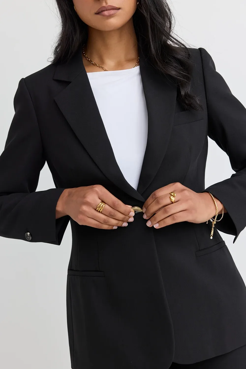 Enough Black Textured Fitted Blazer