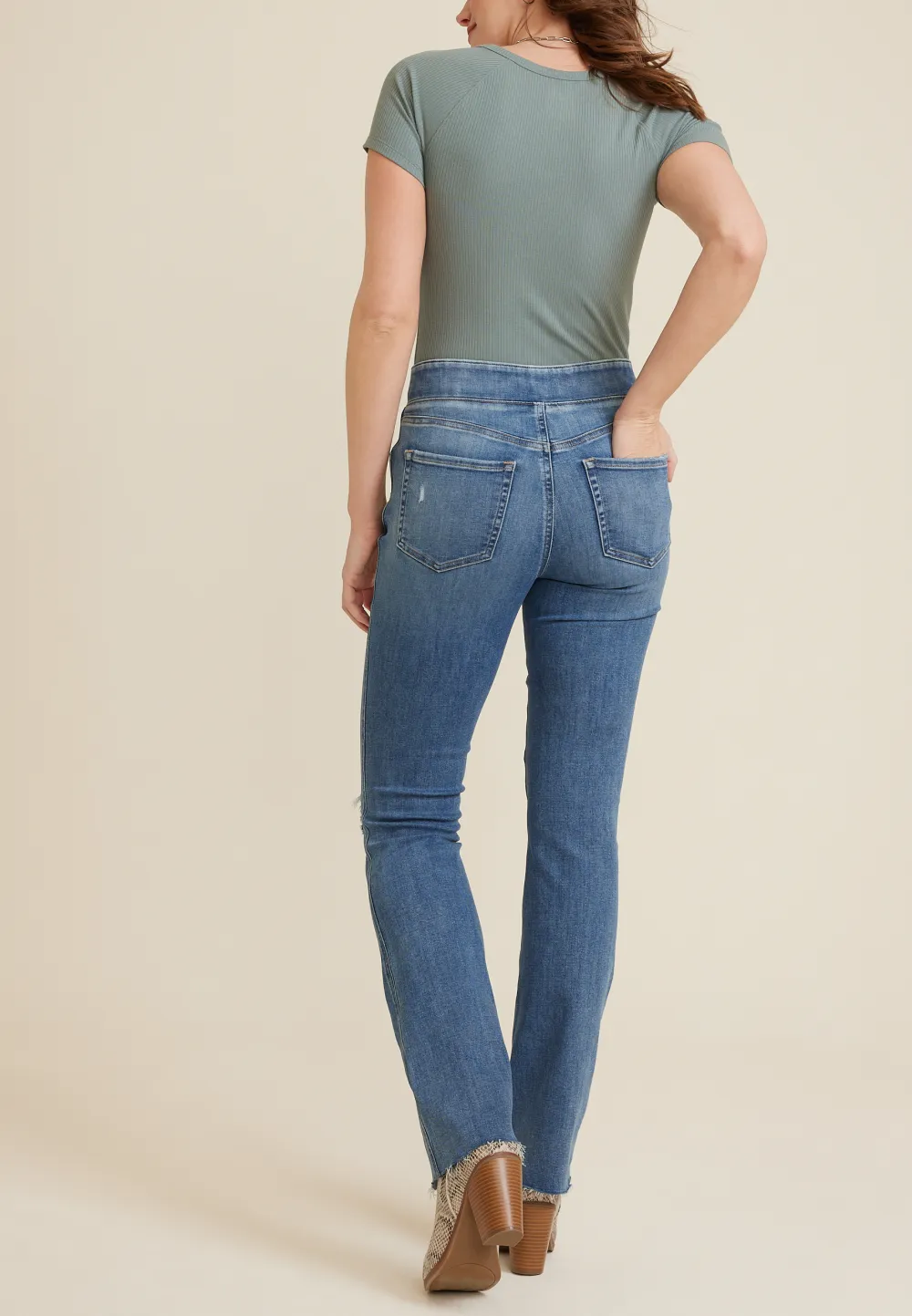 m jeans by maurices™ Cool Comfort Crossover High Rise Ripped Slim Boot Jean