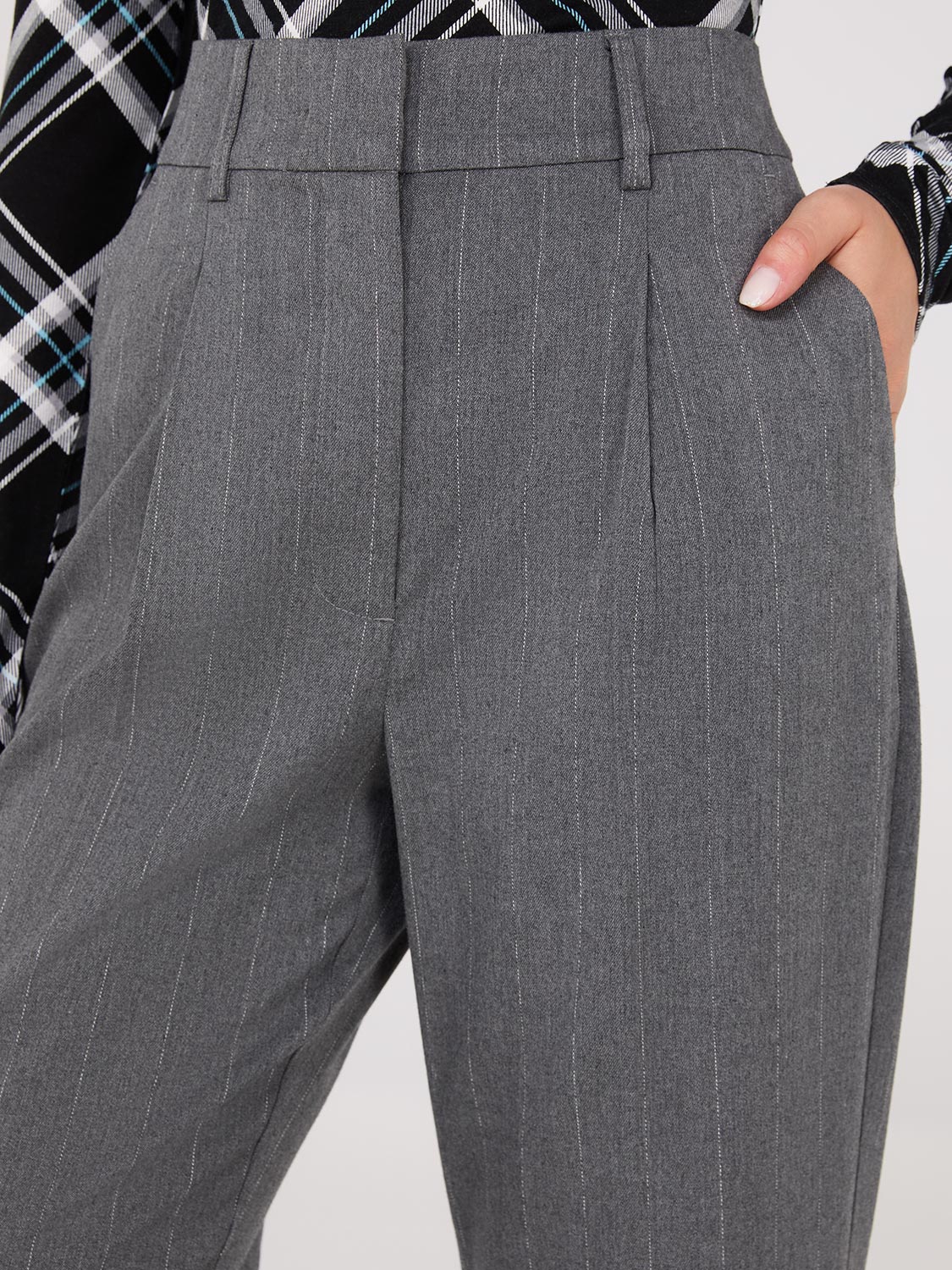 Pinstripe Wide-Leg Pants