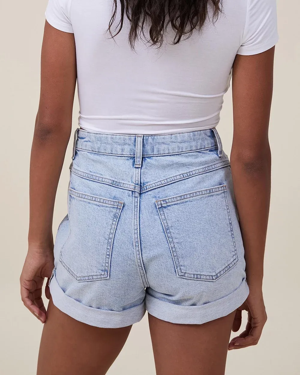 High Rise Classic Stretch Denim Shorts