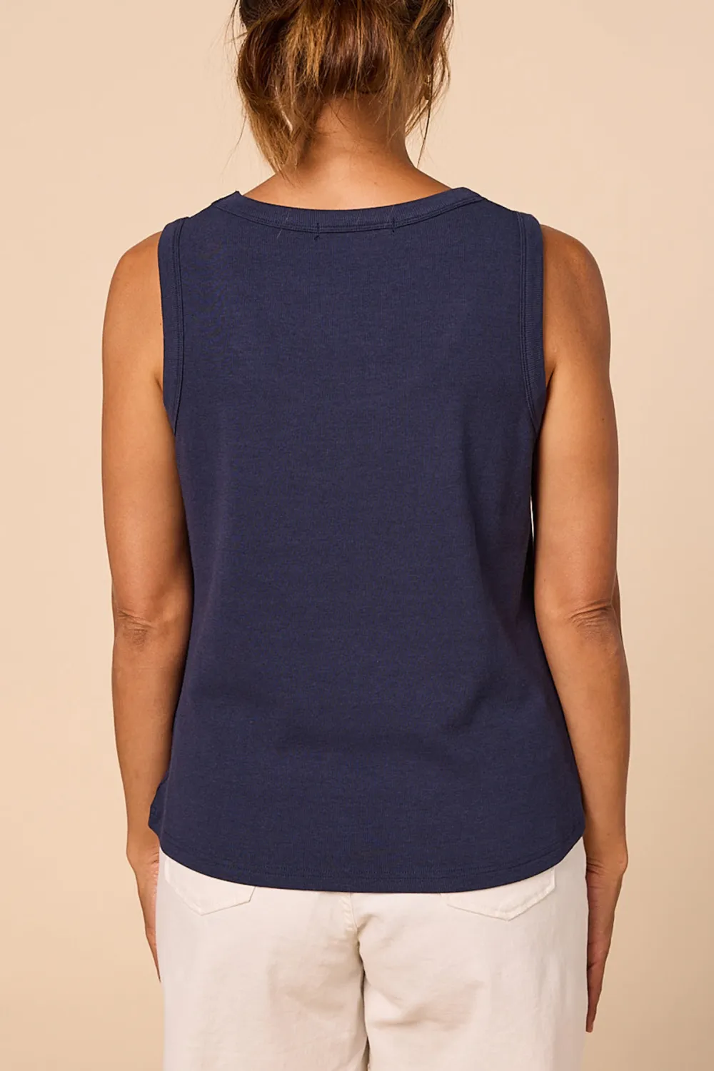 Adrift Ribbed Singlet In Navy