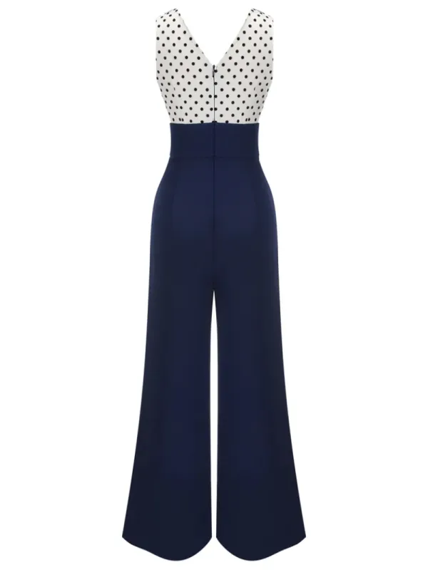 1930S POLKA DOT PATCHWORK BUTTON JUMPSUIT