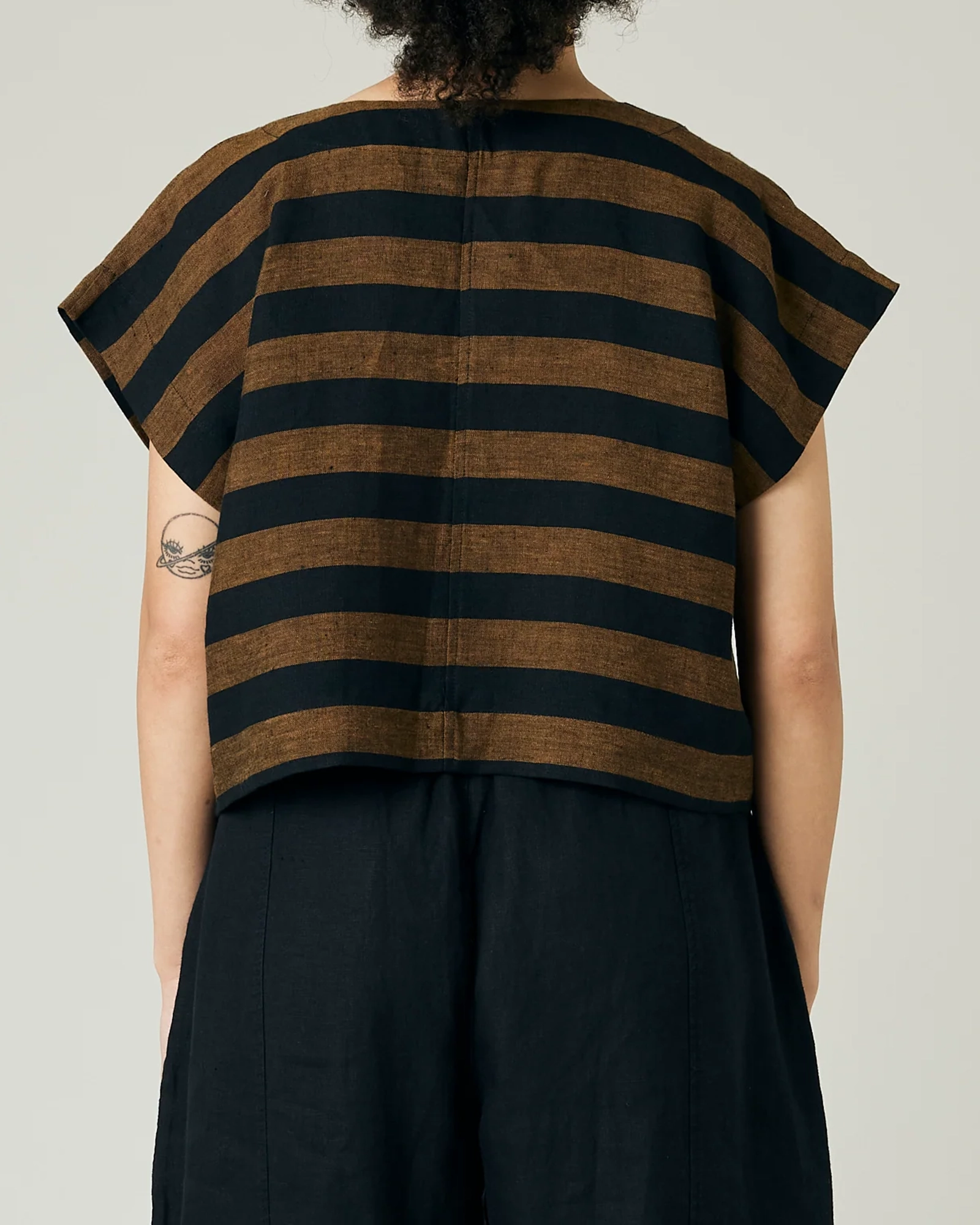 POLLY RUST STRIPE LINEN TOP