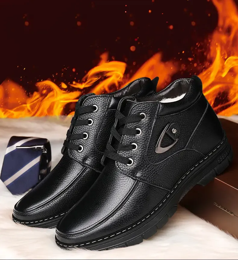 🔥On This Week Sale 70% OFF🔥 Men's Leather Thermal Winter Shoes Boots Lace-ups, Casual Walking Shoes