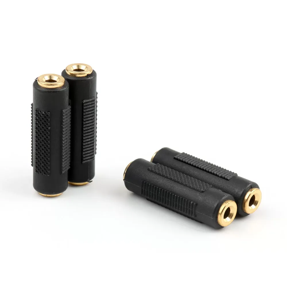 1/8 Extension Cable 3.5mm Female to Female Adapter F/F 1/8'' Inch Coupler Stereo Jack AUX Connectors Gold Plated Audio Adaptor Plug Converter Extender