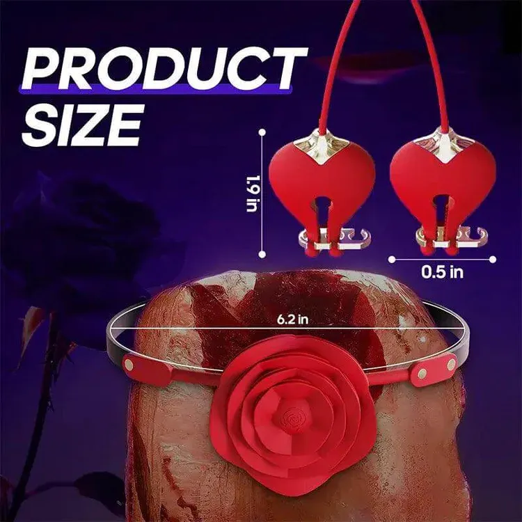 Rose Oral Plug Nipple Clamp Vibrator