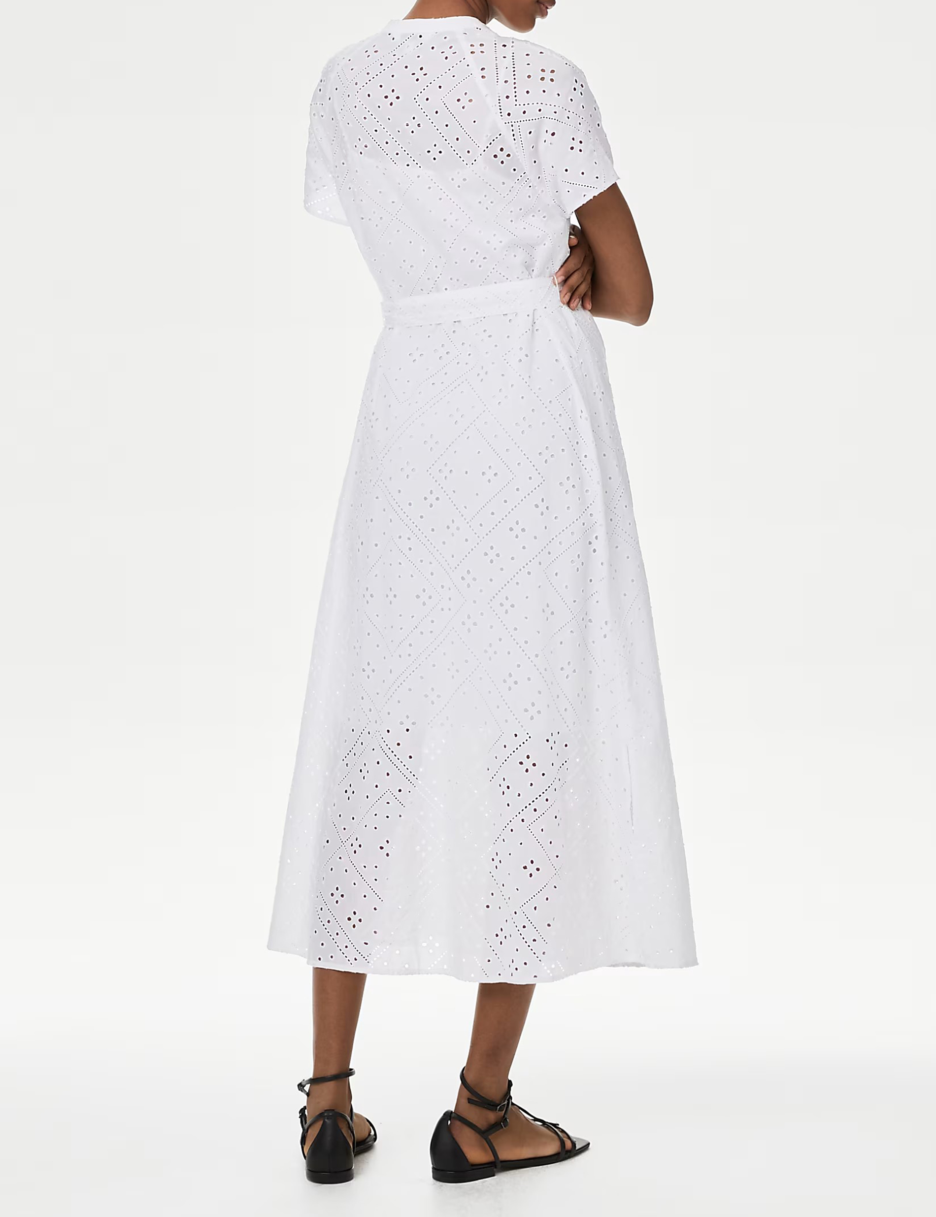 Pure Cotton Broderie Midaxi Shirt Dress