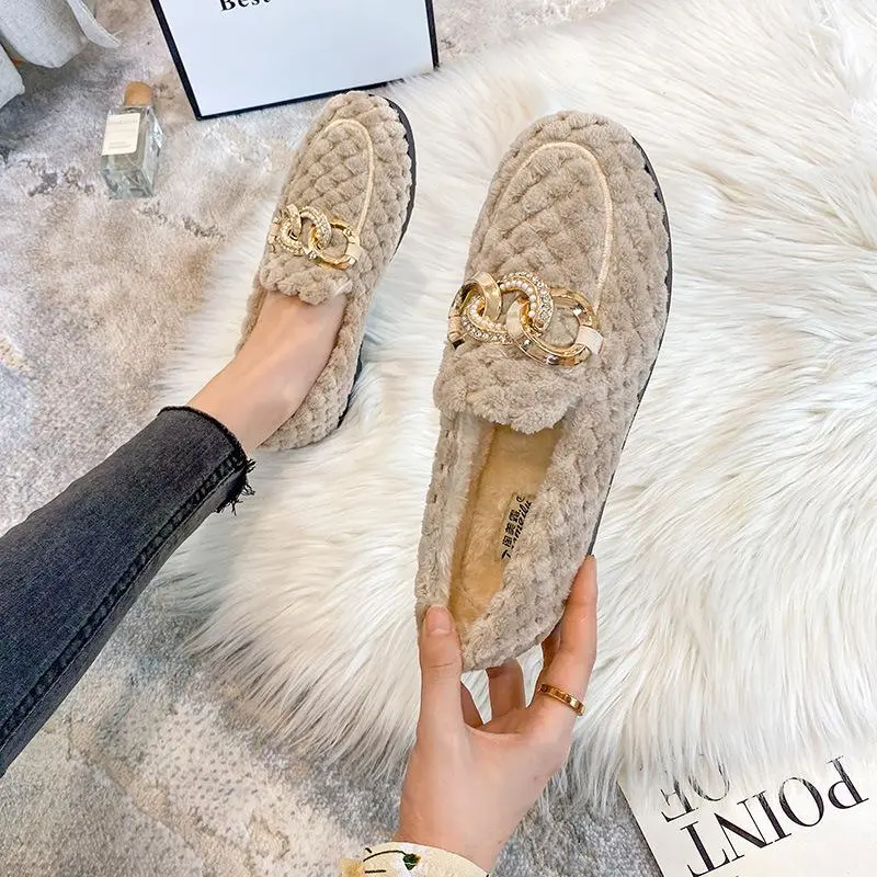 Cilool Furry Flats Loafers Fu61