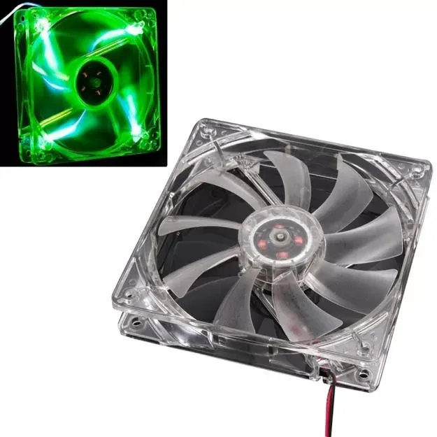 Blue Colorful Red Green Quad 4-LED Light Neon Clear 120mm PC Computer Case Cooling Fan Moddrop Shipping