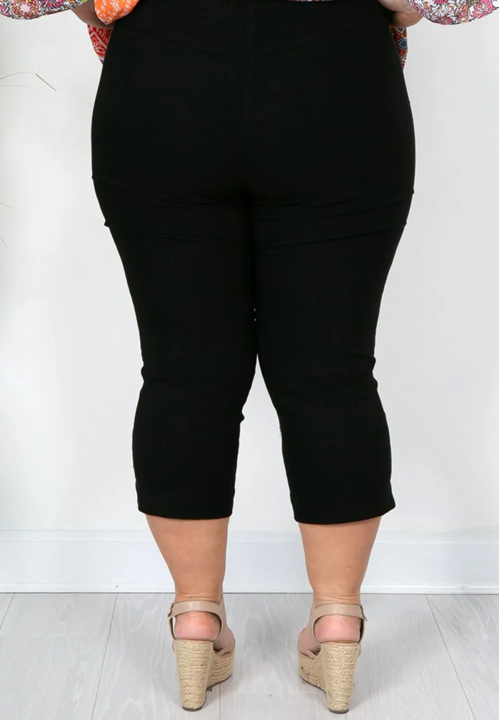 Black Elasticated Crop Trousers