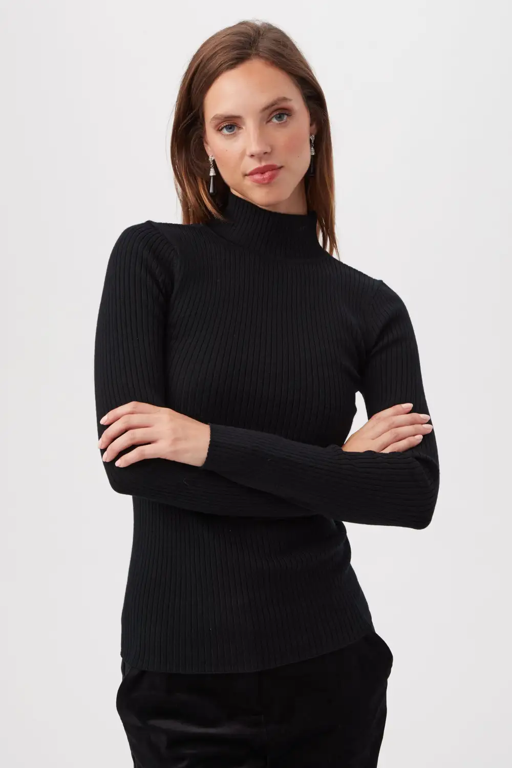 SADE MERINO WOOL MOCKNECK SWEATER WITH OPEN BACK