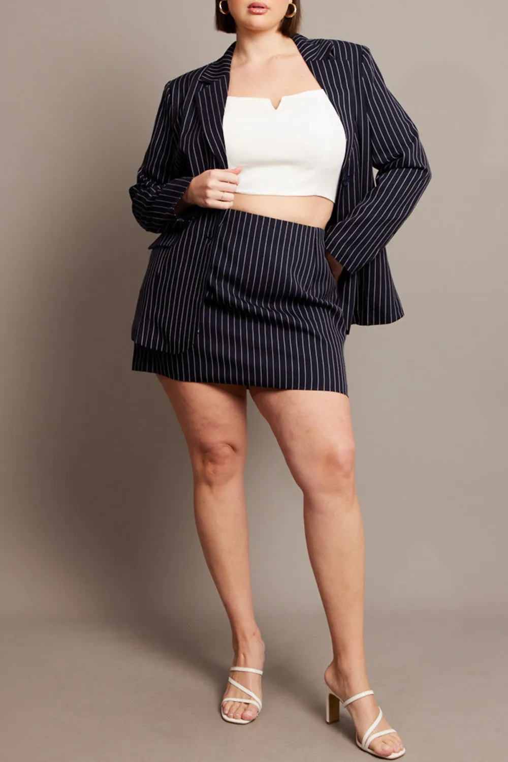 Blue Stripe Pinstripe Mini Skirt