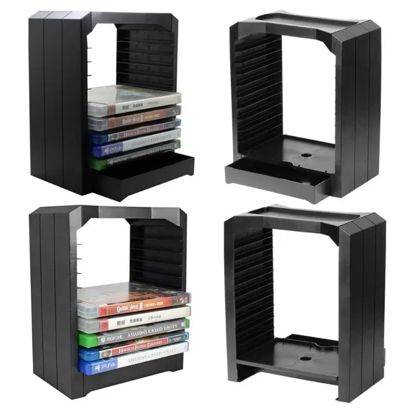 Multifunctional Disk Storage Tower For Games & Blu Ray Discs Storage Tower Holder 10 Game Disks Organizer for Xbox One/PS4