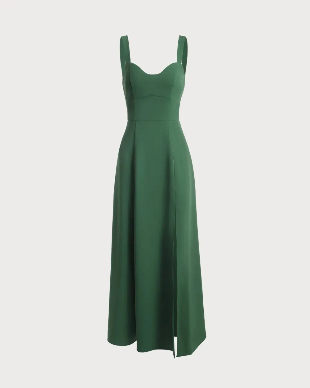 Army Green Sling Long Slit Dress