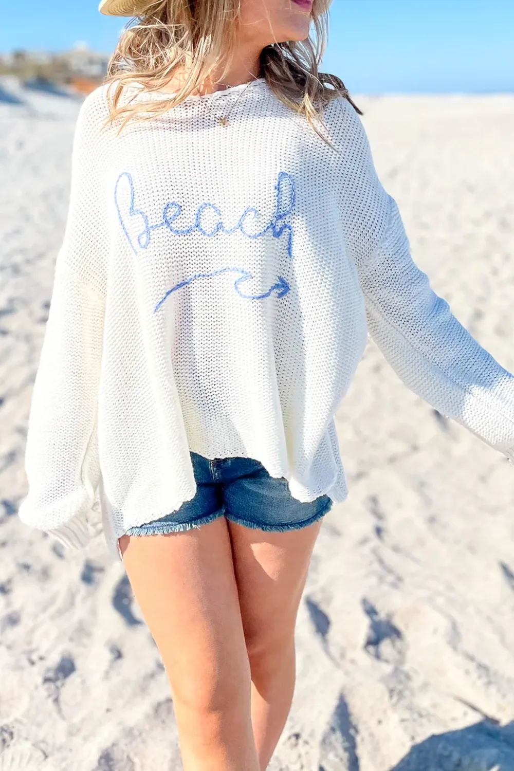 White Beach Loose-Fit Cardigan