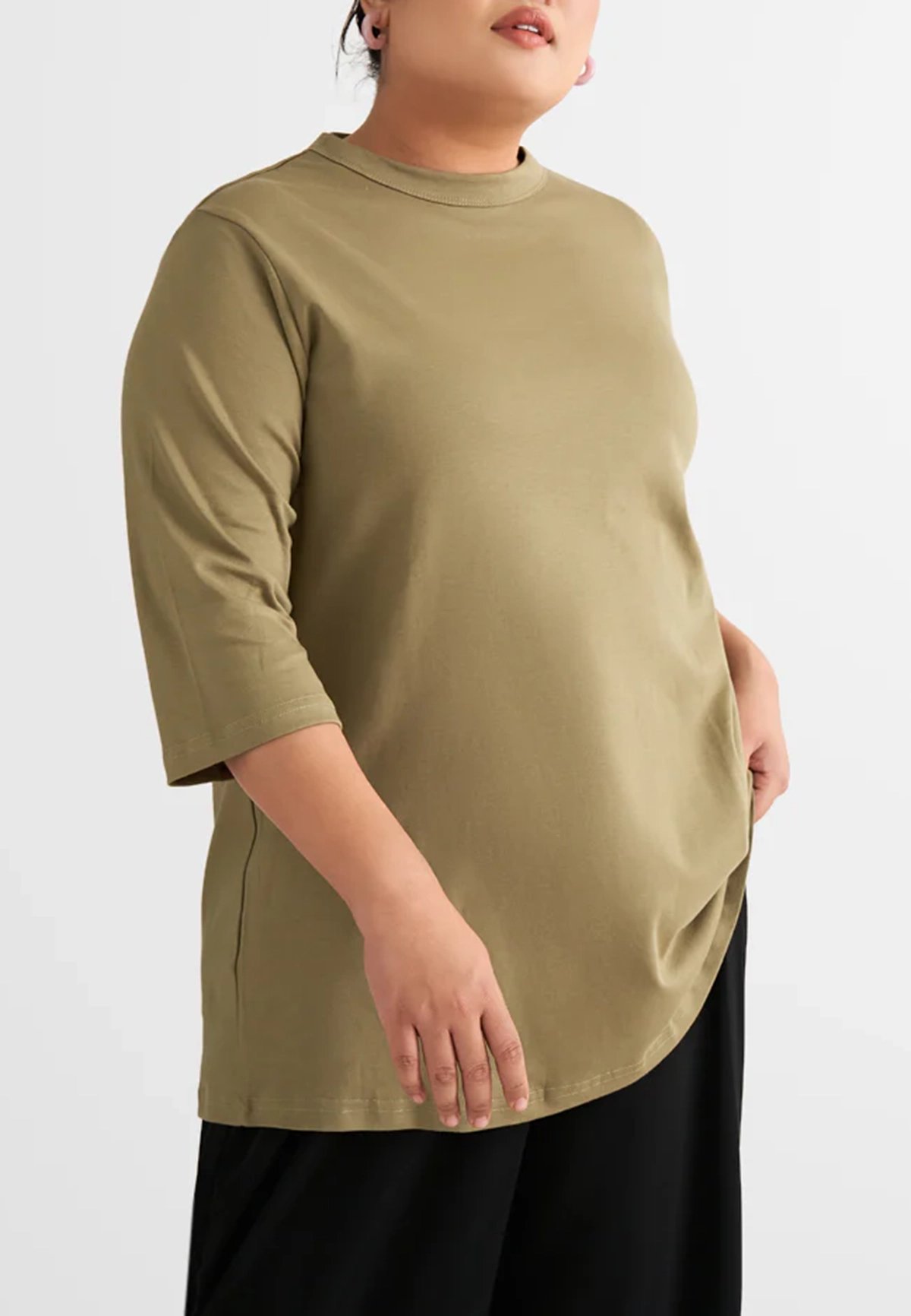 Half Sleeve Crew Neck Long Tee