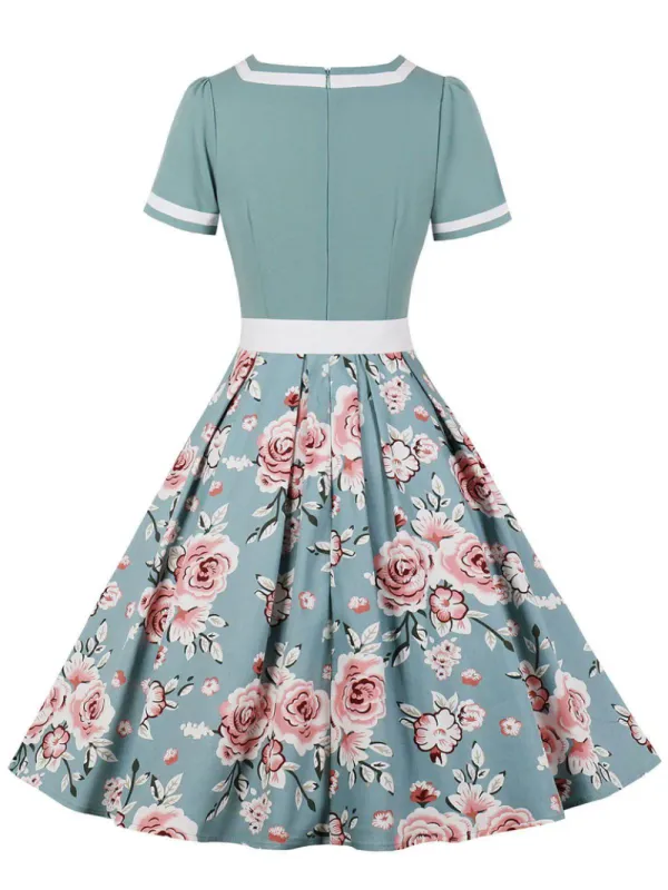 1950S FLORAL PATCHWORK SWING DRESS