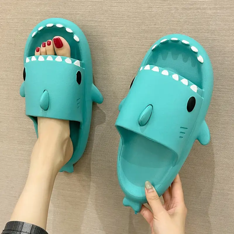 Summer Lovely Shark Shape Slippers Cartoon Couples Slides Beach Sandals Non-slip Soft EVA House Bath Girls Slippers