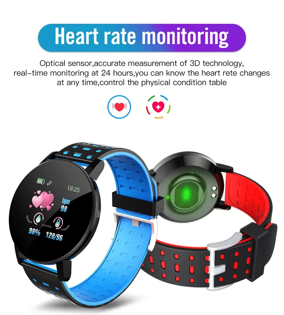 119 Plus Smart Watch Blood Pressure Smart watch Men Smart Band Sport Tracker Women Smartband smart bracelet For Android IOS