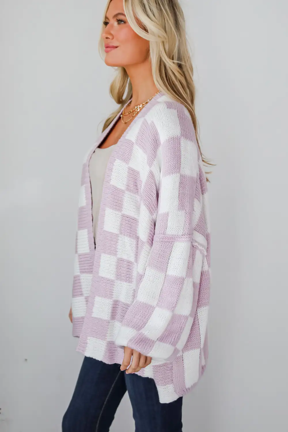 Marvelously Cozy Checkered Sweater Cardigan