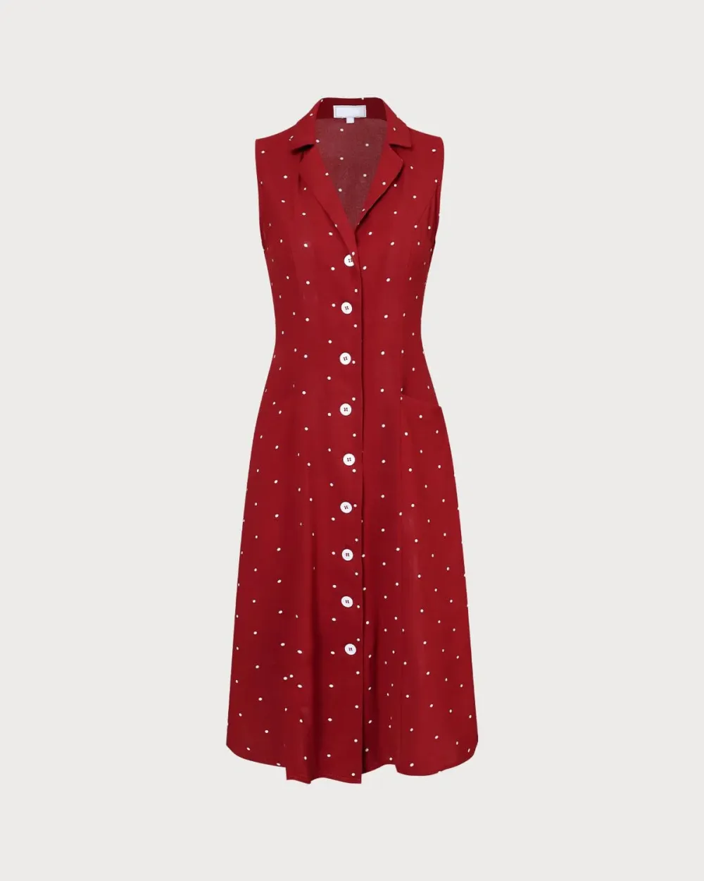 Red button polka dot dress