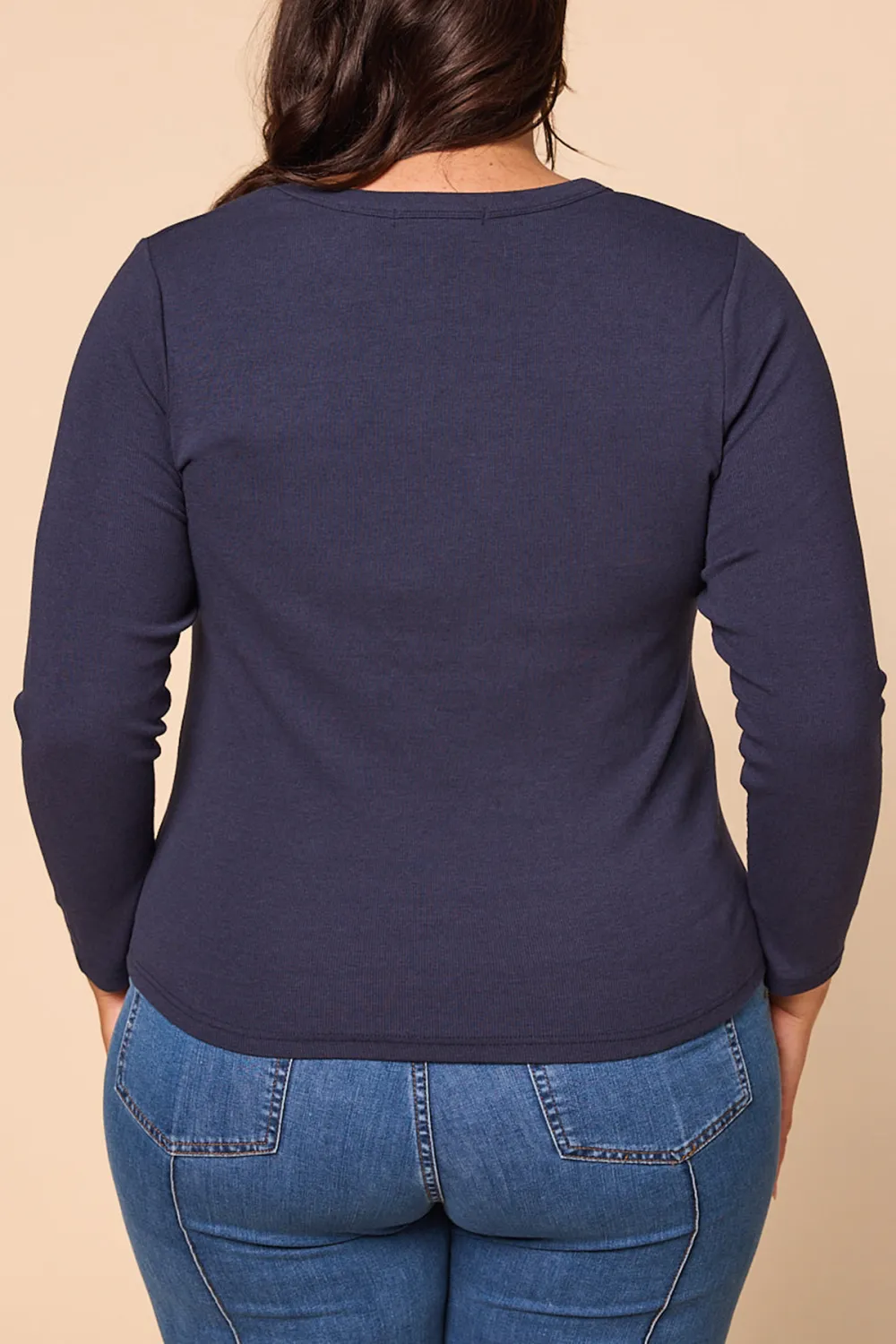 Adrift Ribbed Long Sleeve Tee In Navy