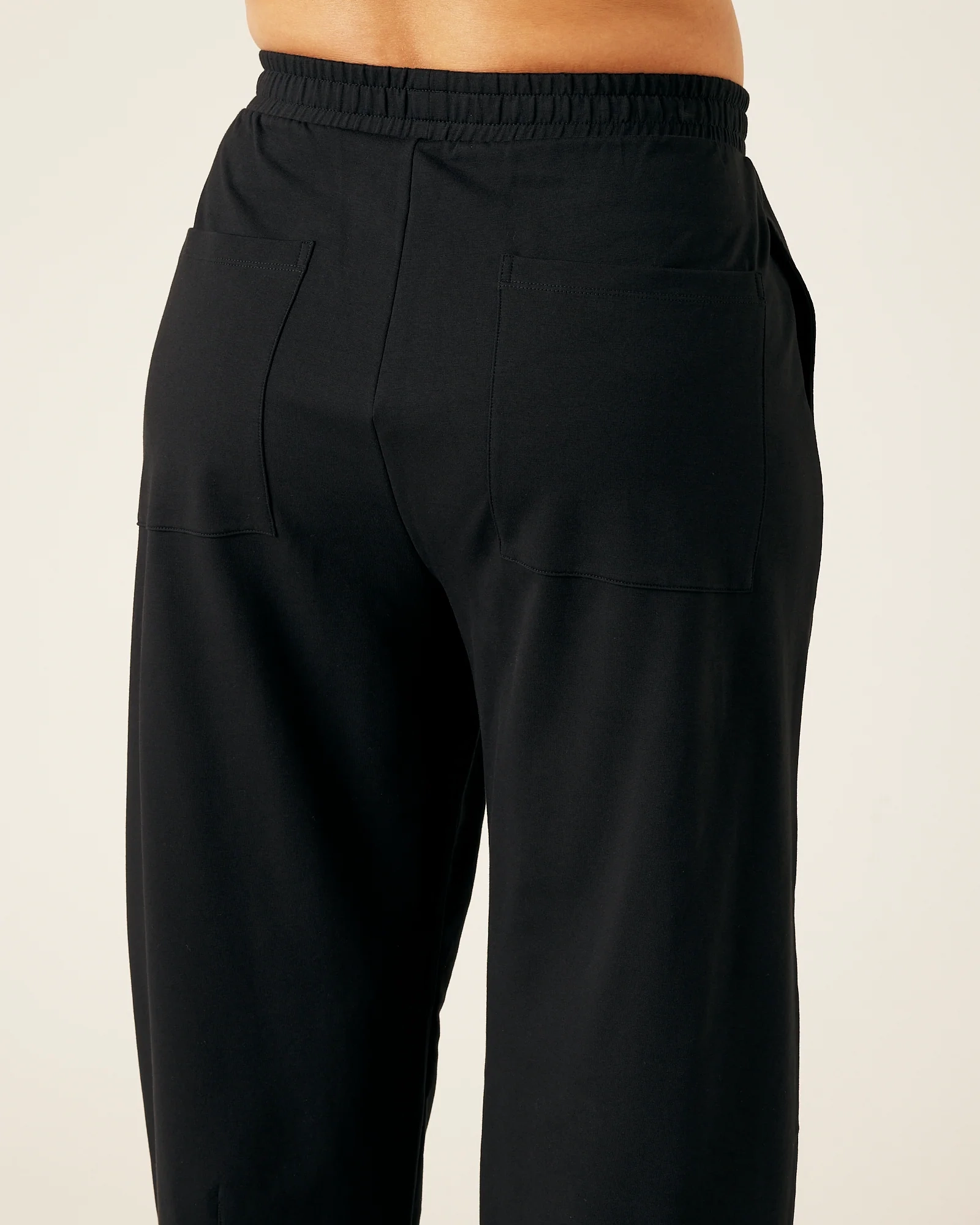 BLACK COTTON JERSEY TROUSERS