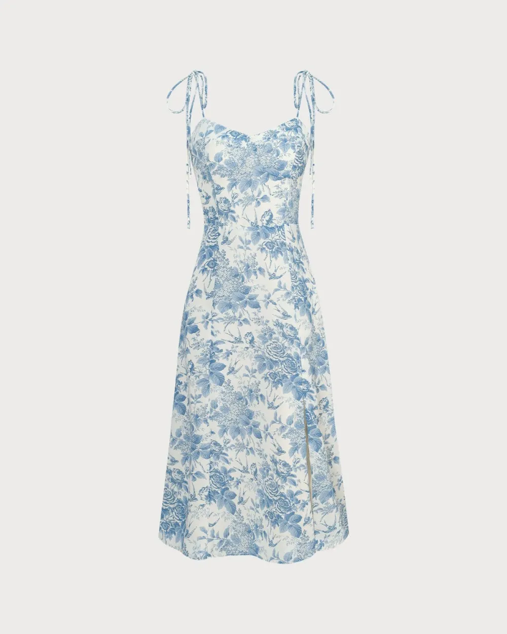 Sky blue unique print suspender dress