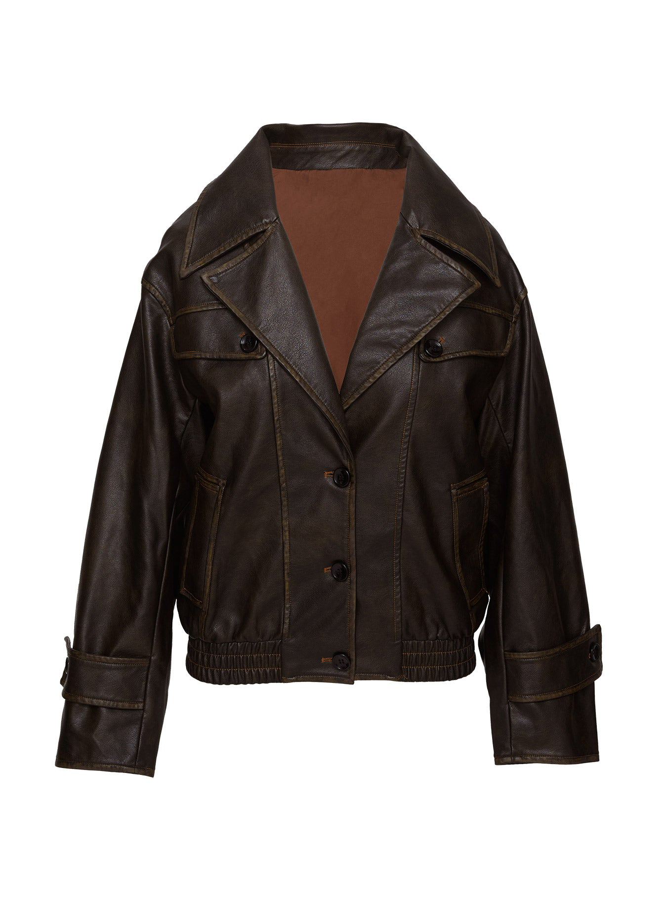 Nicolie faux leather jacket vintage washed brown