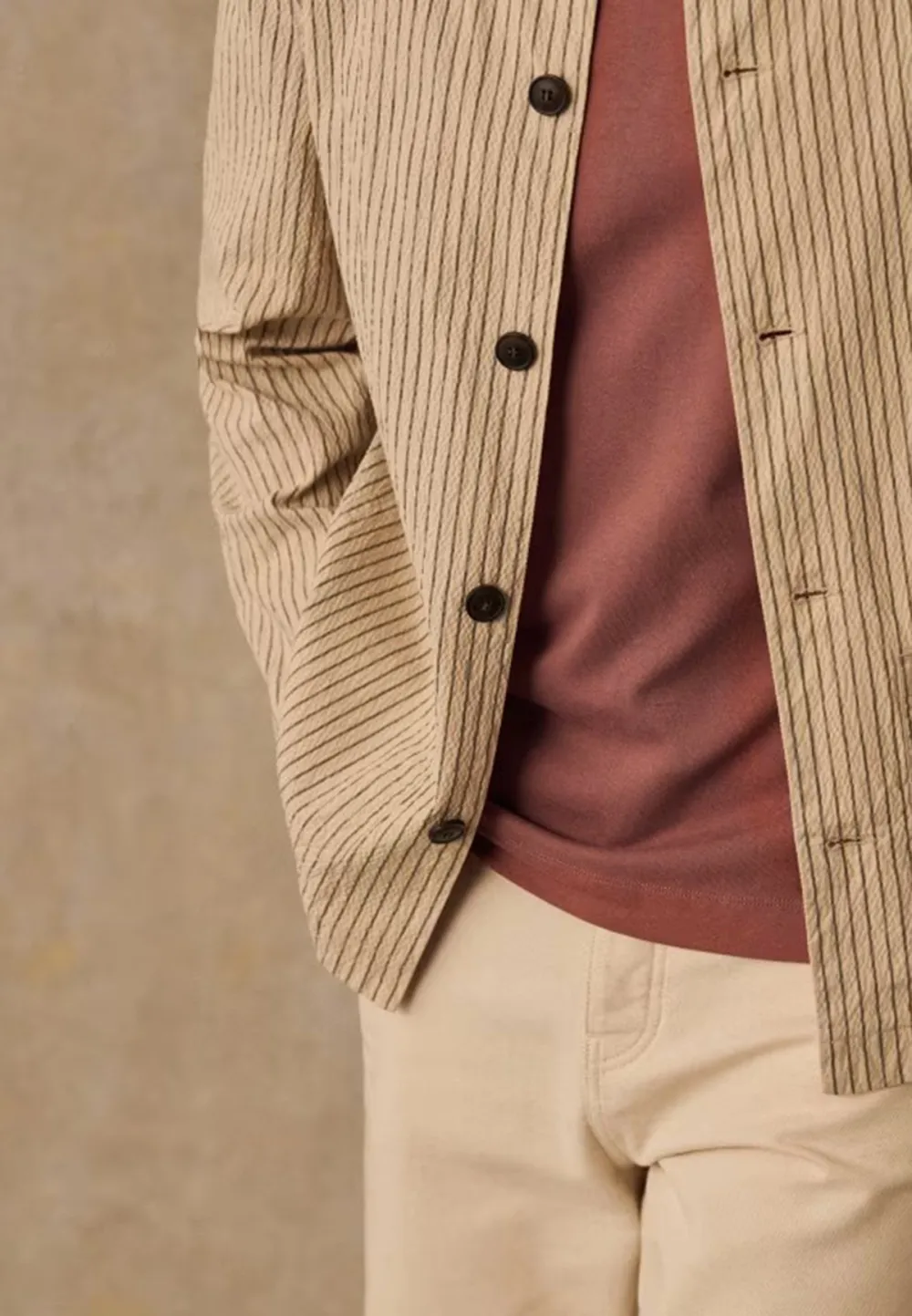 Irwin Jacket-Seersucker Beige Rayures Vertes