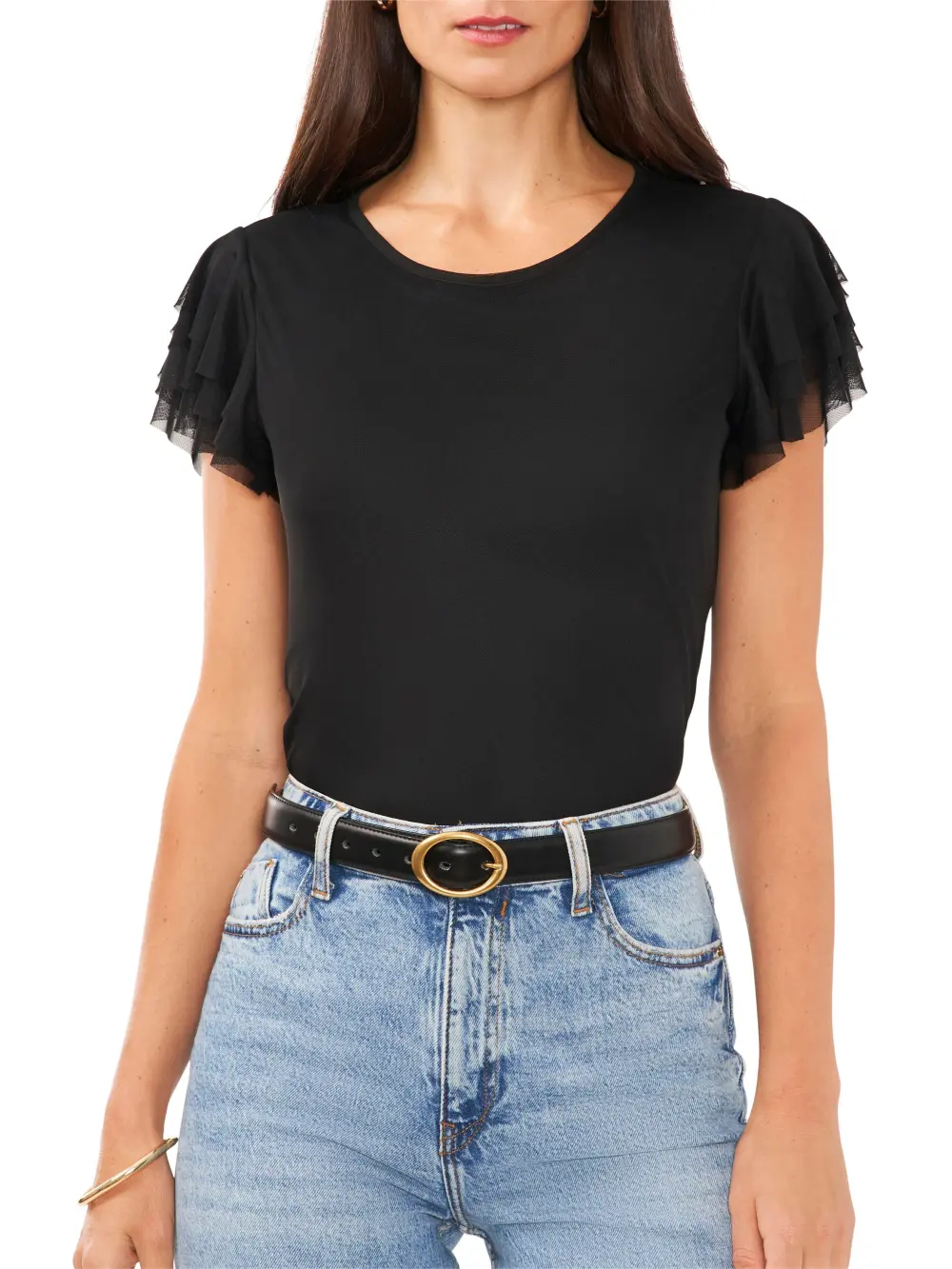 Flutter Sleeve Mesh Top