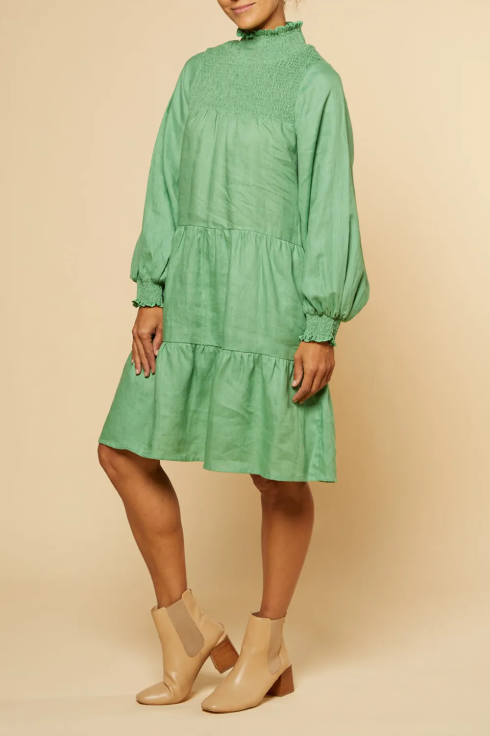 Lakey Long Sleeve Dress in Jadesheen