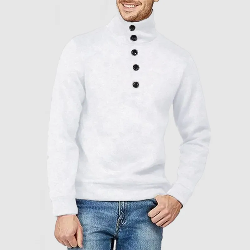 Men's Casual Turtleneck Button-Down Basic Sweater