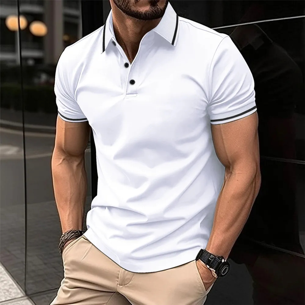 🔥Black Friday Sale 60% OFF🔥 - Men Striped Trim Comfy Breathable Polo Shirt