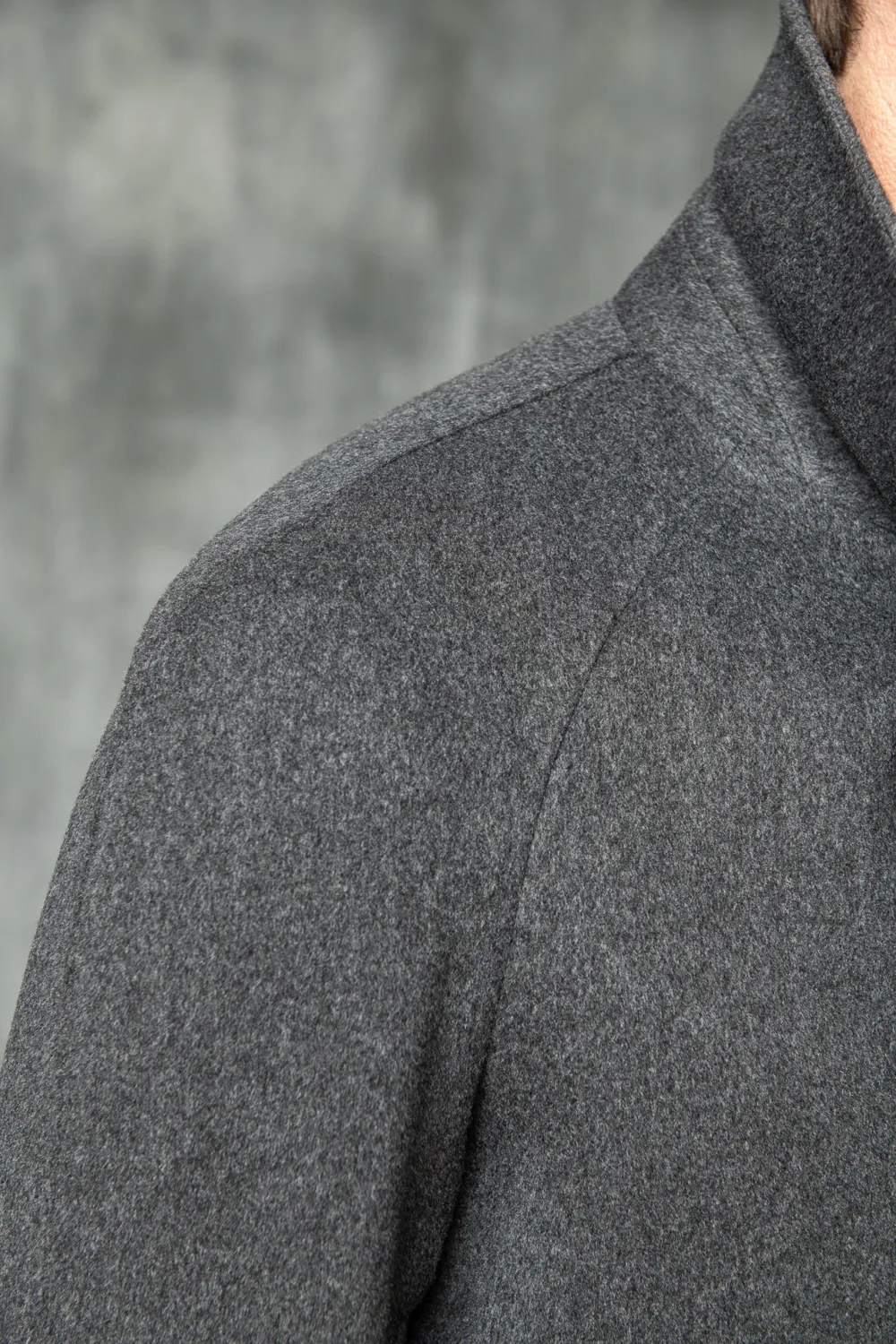 GREY RAGLAN COAT IN LORO PIANA WOOL